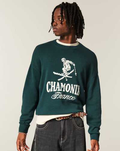 Boxy Jackson Hole Graphic Crew Sweater