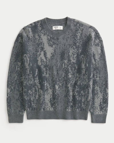 Boxy Pattern Crew Sweater