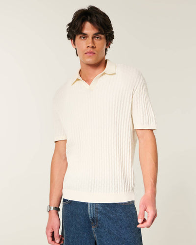 Boxy Short-Sleeve Sweater Polo