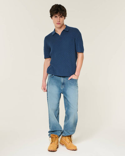 Boxy Short-Sleeve Sweater Polo