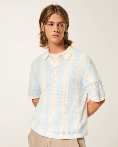 Boxy Short-Sleeve Soccer Sweater Polo