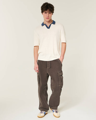 Boxy Short-Sleeve Soccer Sweater Polo