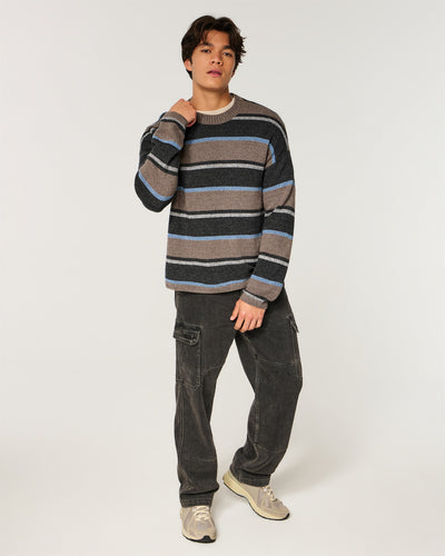 Boxy Striped Crew Sweater