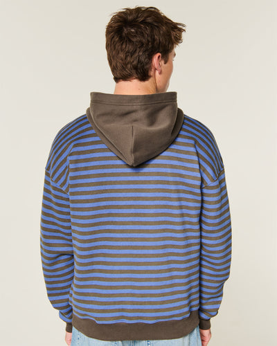 Boxy Zip-Up Logo Hoodie