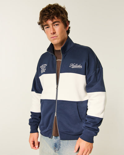 Boxy Zip-Up Logo Sweatshirt