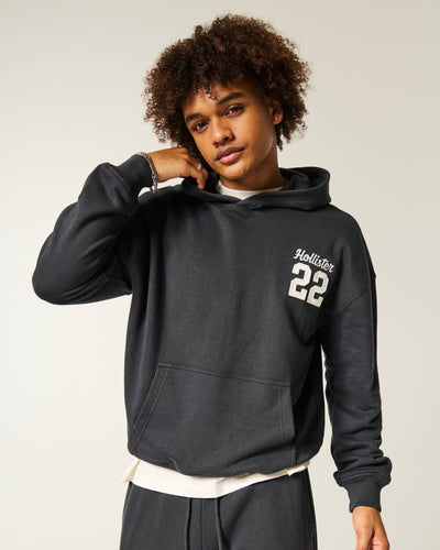 Boxy Terry Logo Graphic Hoodie