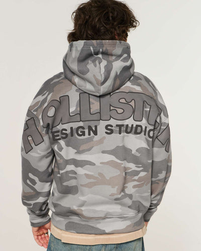 Boxy Camo Logo Graphic Hoodie