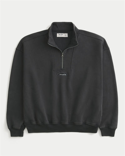 Boxy Quarter-Zip Logo Sweatshirt