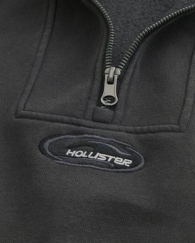 Boxy Quarter-Zip Logo Sweatshirt