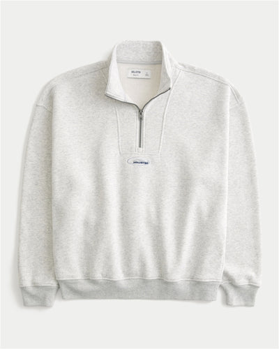 Boxy Quarter-Zip Logo Sweatshirt