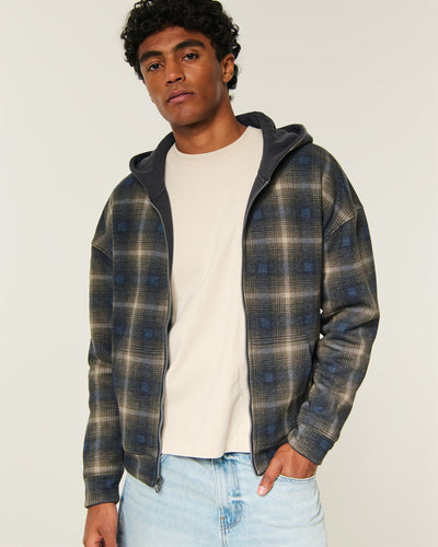 Boxy Reversible Zip-Up Hoodie