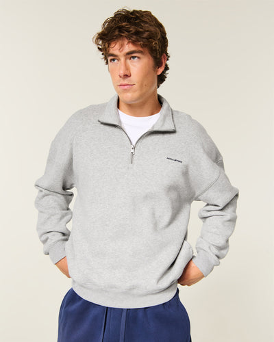 Hollister Feel Good Boxy Quarter-Zip Logo Sweatshirt