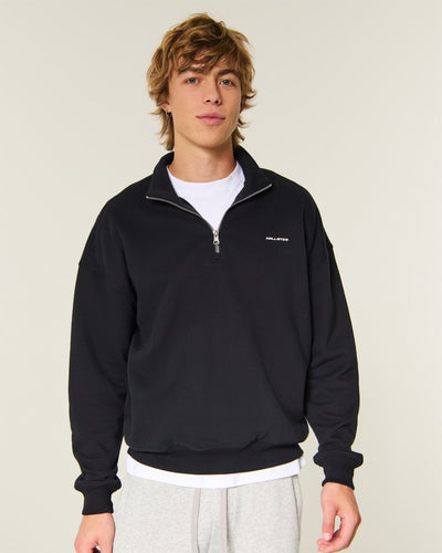 Hollister Feel Good Boxy Quarter-Zip Logo Sweatshirt