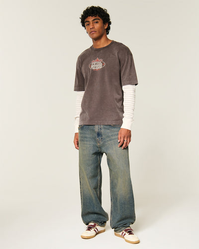 Boxy Layered 2-in-1 Built to Break Graphic Tee