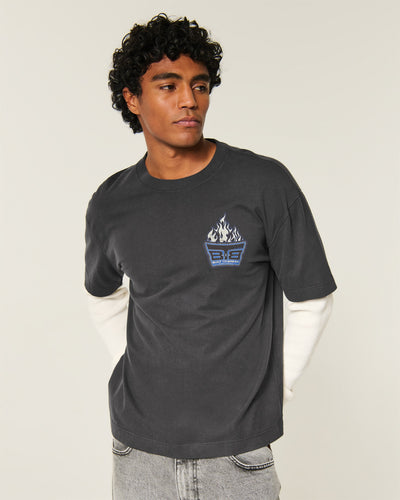 Boxy Layered 2-in-1 Built to Break Graphic Tee