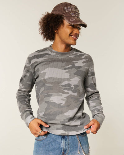 Relaxed Long-Sleeve Thermal Crew T-Shirt