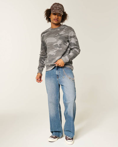Relaxed Long-Sleeve Thermal Crew T-Shirt