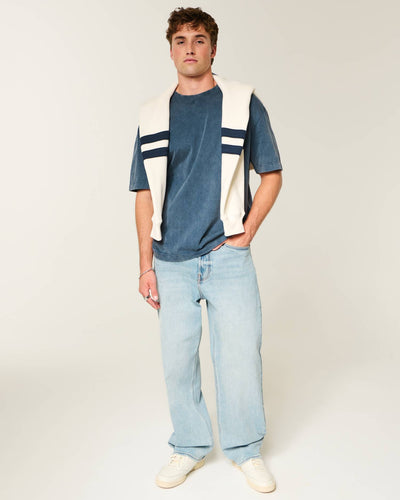 Boxy Heavyweight Washed Cotton Crew T-Shirt