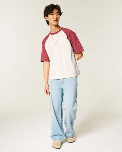 Boxy Heavyweight Cotton Raglan Crew T-Shirt