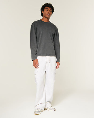 Boxy Heavyweight Long-Sleeve Washed Crew T-Shirt