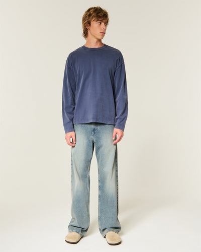 Boxy Heavyweight Long-Sleeve Washed Crew T-Shirt