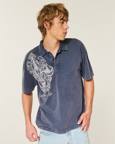 Boxy Heavyweight Cotton Graphic Polo