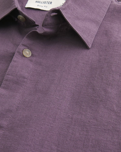 Boxy Short-Sleeve Linen-Blend Shirt