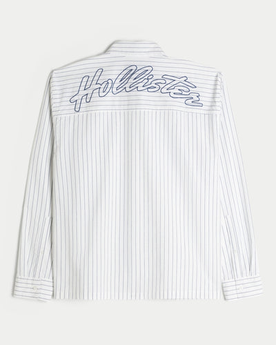 Boxy Poplin Logo Graphic Shirt