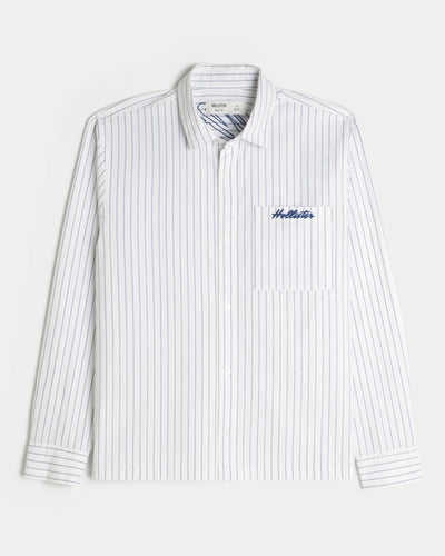 Boxy Poplin Logo Graphic Shirt
