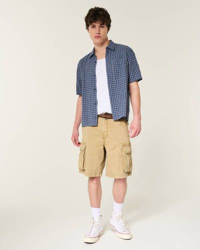 Boxy Short-Sleeve Seersucker Shirt