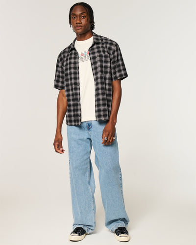 Boxy Short-Sleeve Button-Through Shirt
