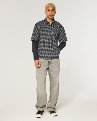Boxy Button-Through Twofer Shirt