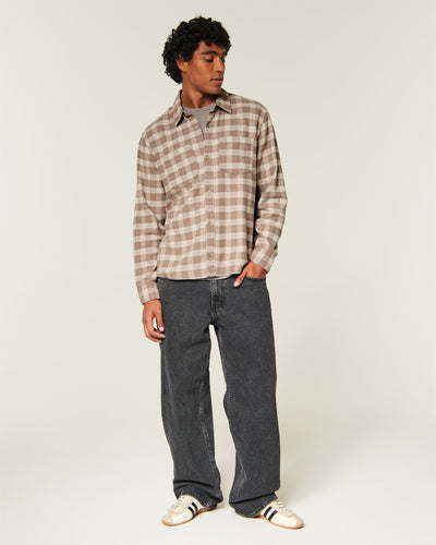 Boxy Brushed Flannel Shirt