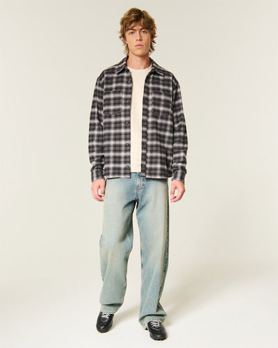 Boxy Brushed Flannel Shirt