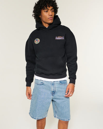 Medium Wash Baggy Jean Shorts