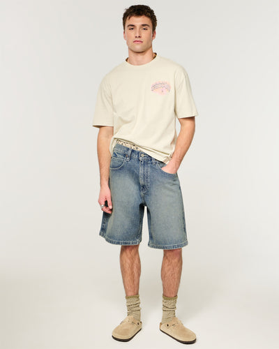 Medium Wash Baggy Jean Shorts