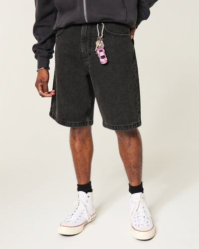 Black Baggy Jean Shorts