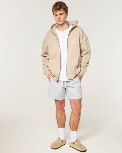 Mid-Thigh Linen-Blend Pull-On Shorts