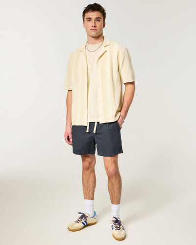 Mid-Thigh Linen-Blend Pull-On Shorts