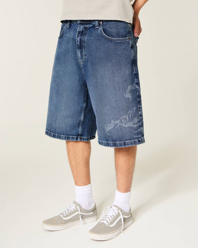 Scorpion Graphic Super Baggy Jean Shorts
