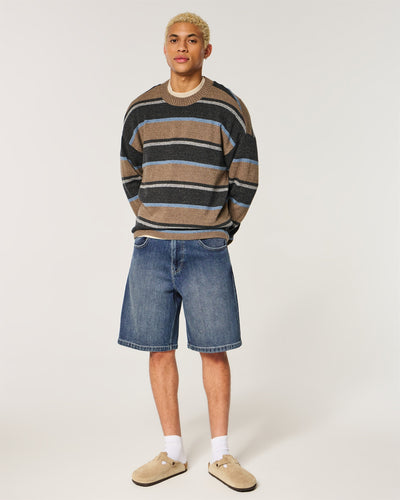 Snake Graphic Baggy Jean Shorts