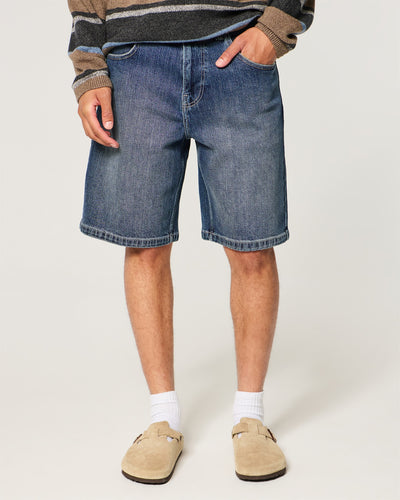 Snake Graphic Baggy Jean Shorts