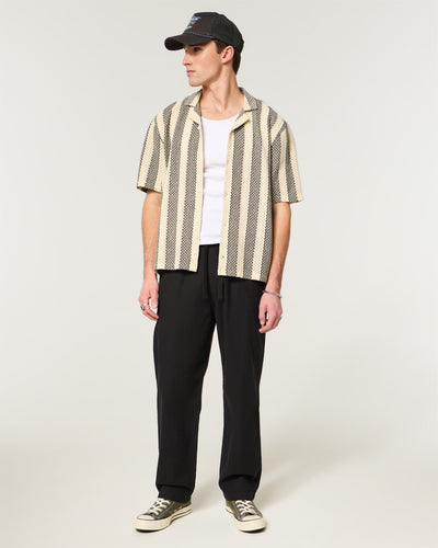 Linen-Blend Loose Pull-On Pants