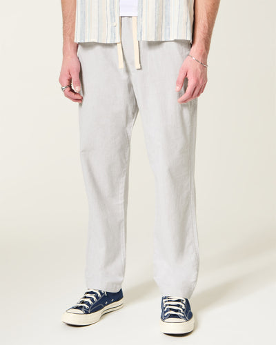 Linen-Blend Loose Pull-On Pants