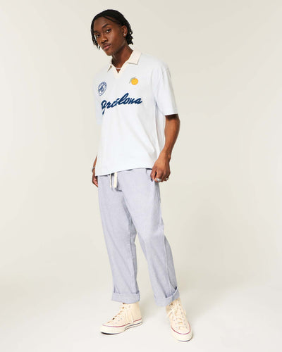 Loose Linen-Blend Pull-On Pants