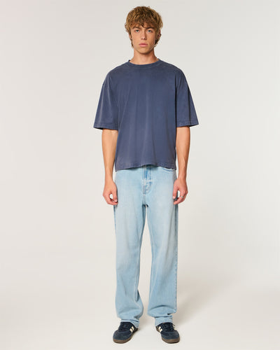 Light Wash Embroidered Graphic Baggy Jeans