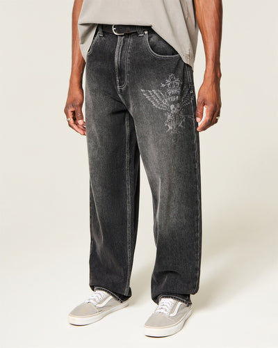 Skull Graphic Skater Baggy Jeans