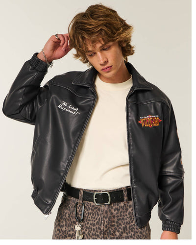 Casino Graphic Vegan Leather Jacket