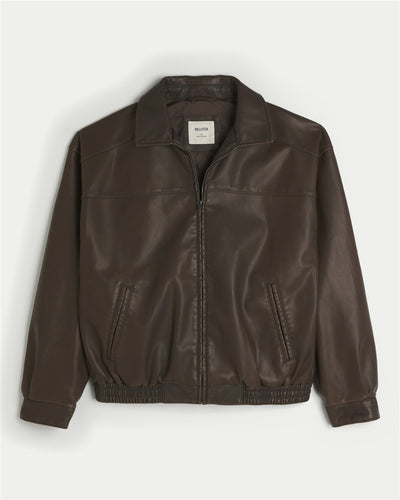 Faux Leather Harrington Jacket