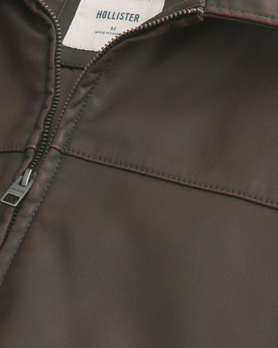 Faux Leather Harrington Jacket